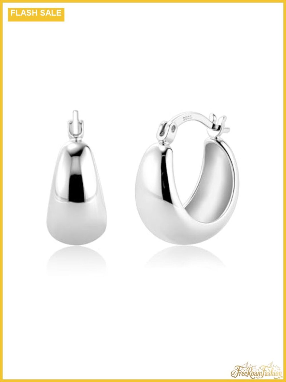 0.7 Inch Chunky Hoop Earrings for Women Hypoallergenic Silver Plated